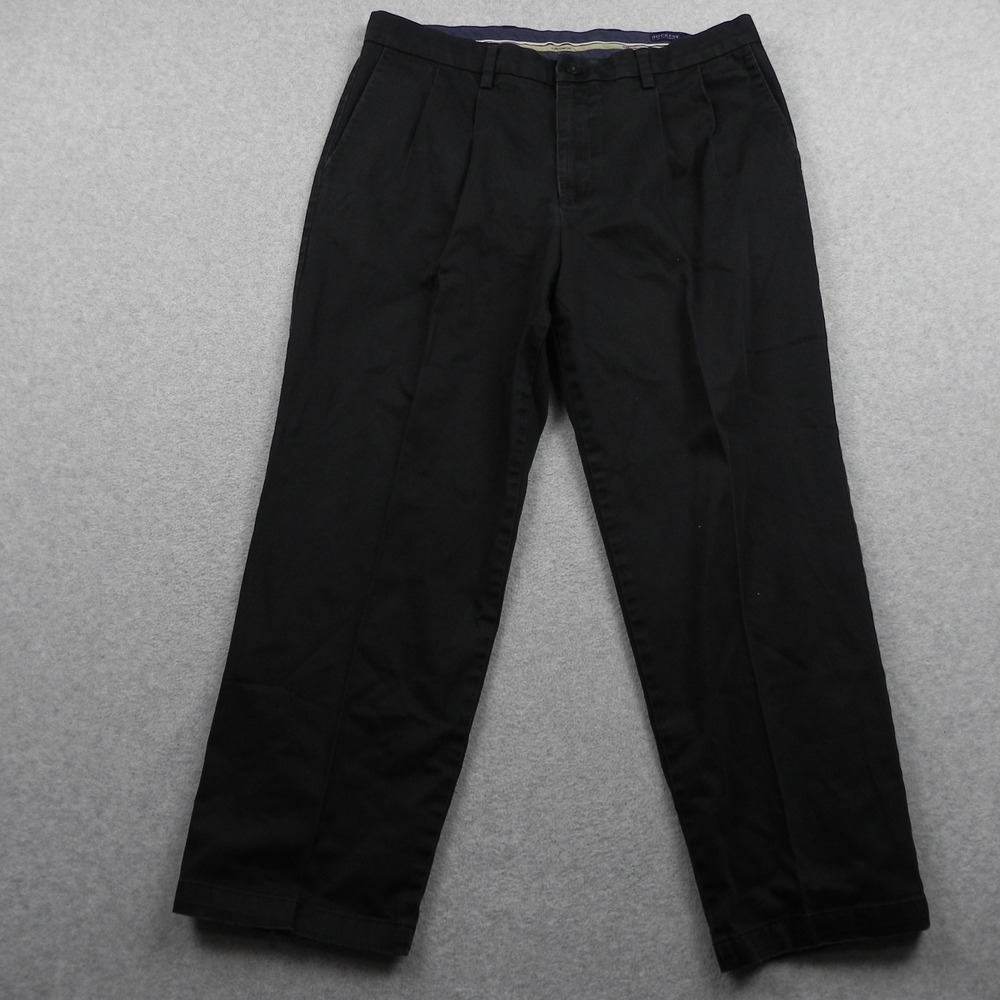 Dockers Signature Khaki Pants Mens 36x29 Classic Fit Pleated Black Flex Stretch